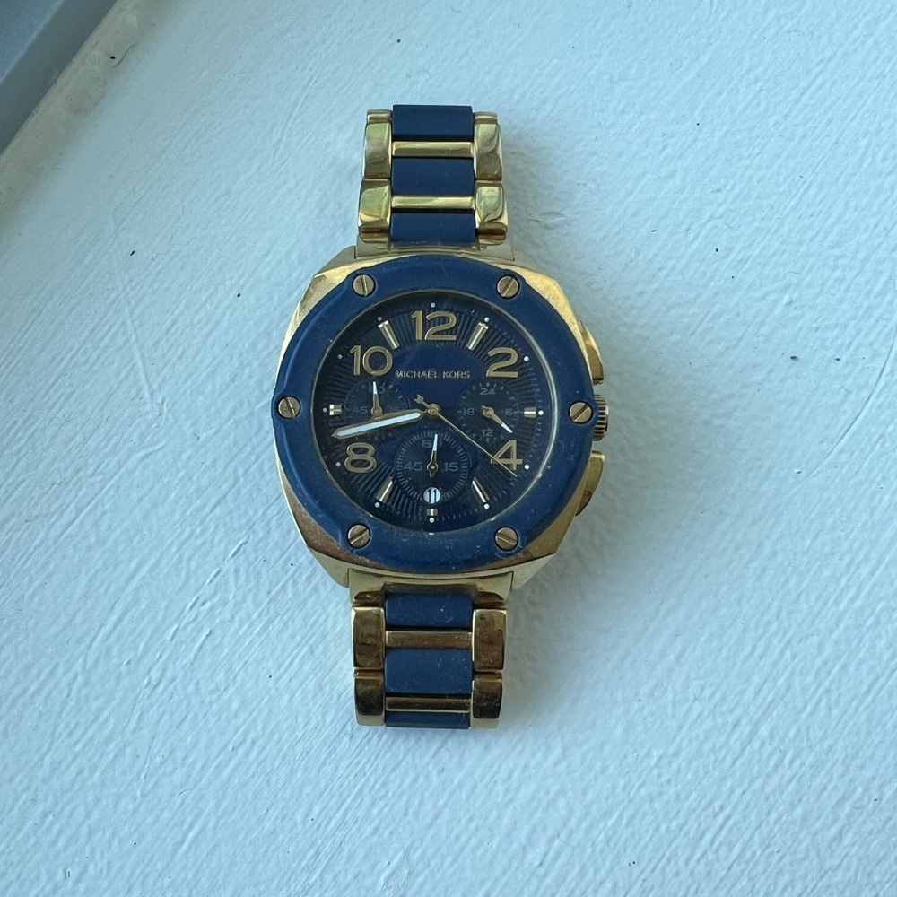 Michael Kors blue and gold watch